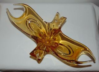 Huge 16.  5 " Mid Century Modern Italian Murano Atomic Art Glass Gold Amber Vase