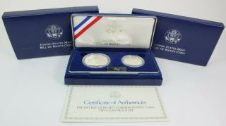 1993 Bill Of Rights Us Commemorative 2 - Coin Proof Set W/ Box & Fs