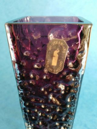 Whitefriars Glass Aubergine Nail Head 9683 Vase With Labels Geoffrey Baxter