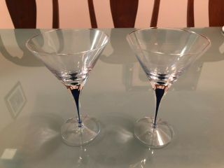 Orrefors Intermezzo Blue Martini Glasses (pair)