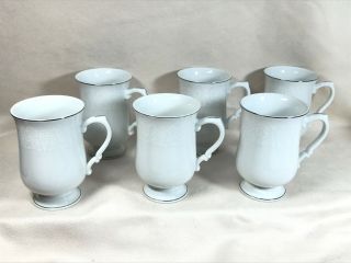 Set Of 6 Crown Victoria Lovelace Coffee Pedestal Mug Cups