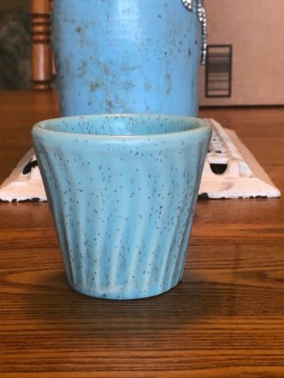 Vintage Aqua Mid Century Art Pottery Vase Planter Made In Usa 3.  5 " Tall