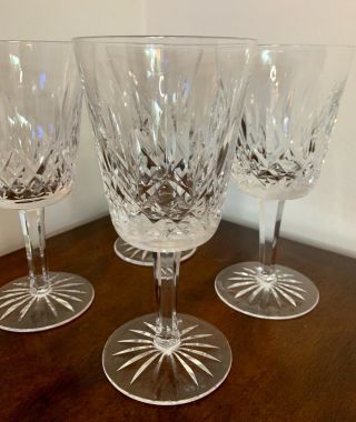 Set Of 4 Waterford Lismore Crystal Wine Water Goblets 6 7/8 " Glasses Signed