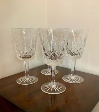Set of 4 Waterford LISMORE Crystal Wine WATER GOBLETS 6 7/8 