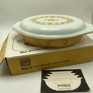 Pyrex Compatibles Butterfly Gold 1 Quart Divided Serving Dish 963 - 4 Box