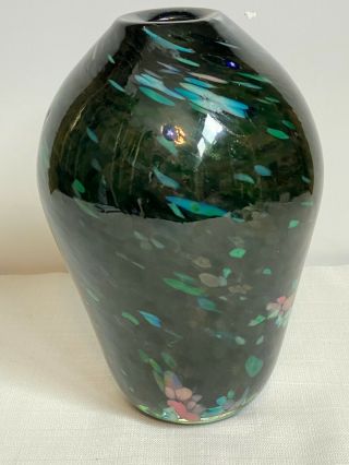 Murano Glass Vase Multi Color Confetti Hand Blown Art Glass Vase Italy 9 "