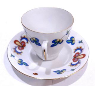 PORSGRUND FARMERS ROSE FLORAL FLOWERS PORCELAIN CUP AND SAUCER 2