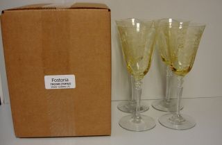 Fostoria Trojan Topaz Water Goblets Set Of Four More Item Available