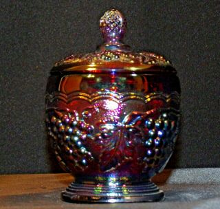 Imperial Hand Crafted Purple Carnival Glass Compote With Lid 899 Usa Aa19 - Cd0038