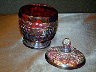 Imperial Hand Crafted Purple Carnival Glass Compote with Lid 899 USA AA19 - CD0038 3