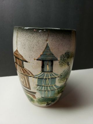 Vintage Sascha Brastoff Hand Painted Pagoda Vase Mid Century Modern
