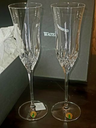 Waterford Crystal Lismore Essence Champagne Flutes Set Of 2 143783 Nib Rtl $160