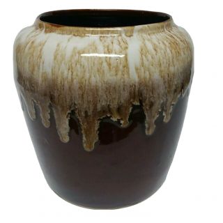 Vintage Mccoy Usa Pottery Brown Drip Glazed Large Crock Jar 7.  5 " Tall