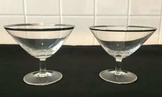 Vintage Platinum Band By Rosenthal Martini Champagne Sherbet Glasses Set Of 2