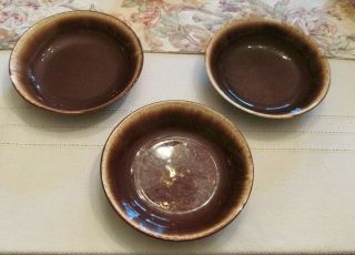 Set Of 3 Vintage Usa Brown Drip Cereal/soup/chili Bowls 6 3/4 Inches