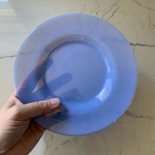 Yalos Casa Murano Glass Plates Blue Translucent Set Of Four Salad 8 " Made Italy