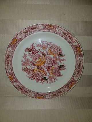 Vintage Ridgway Canterbury Red Multicolor Dinner Plate 10 1/8 " Ironstone England