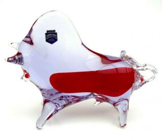 60s Murano Cenedese Alexenadrite Art Glass Bull Sculpture Antonio Da Ros & Label