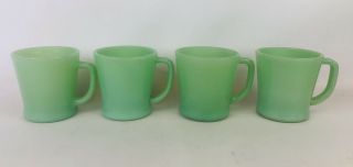 4 Vtg Anchor Hocking Fire King Mugs Jadeite Green D Handle Coffee Cup