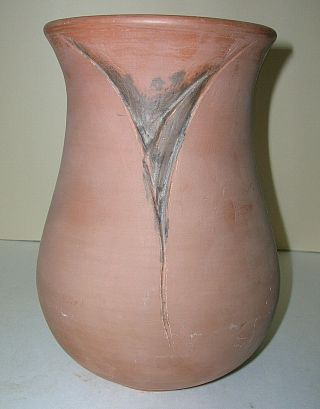 Hand Crafted Studio Pottery Bouquet Vase Red Clay w/ Design 7.  25 