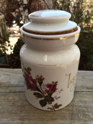 Vintage Moss Rose Pattern Instant Coffee Canister/jar