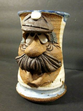 Mahon Made Stoneware Funny Ugly Face Mug Blue Glaze