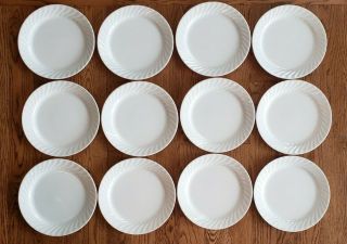 12 - Pc Corelle Enhancements White Swirl Dinnerware Plates - 10 1/4 "