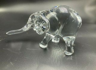 Baccarat Crystal Elephant Trunk Down.  With Certification And Box.