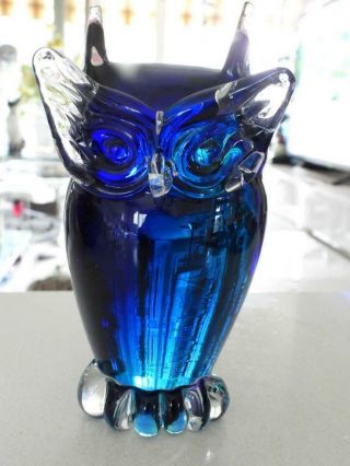 Murano Hand Made Art Glass Sculptured Owl - Vincenzo Nason Italy H16cm