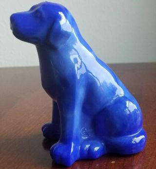 Fenton Periwinkle Blue Slag Lab Puppy Dog Figurine 100 - Year Anniversary Labrador