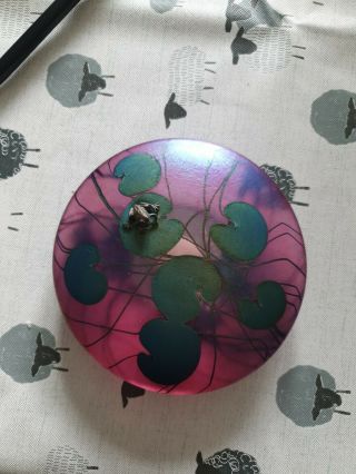 Signed John Ditchfield Glass Lilly Pad Paper Weight