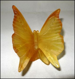 DAUM French Crystal butterfly Pate de Verre signed ' DAUM ' 2