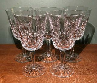 Set Of 5 Waterford Crystal Lismore Pattern Water Goblets Stemware Glasses