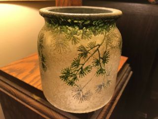 Handel Teroma Art Glass Jar Tobacco Humidor Chipped Ice Pine Tree Forest Woods