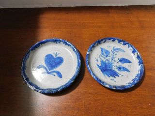 2 - Vintage 2001 Bastine Noblesviile In Pottery Blue Splatterware Coasters 2 Types