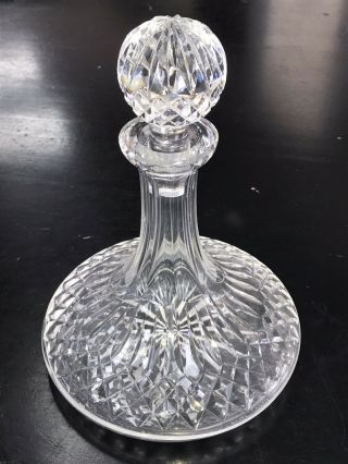 Waterford Crystal Lismore Ships Decanter With Stopper 9 3/4 " Tall