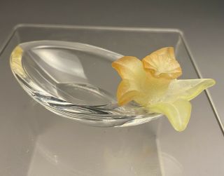 Daum French Jonquilles Daffodil Pate De Verre Crystal Pin Ring Jewelry Dish Tray