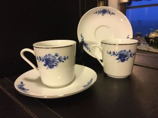 Eschenbach Danish Blue China Teacup & Saucer.  Set Of 2.  Bavaria Germany