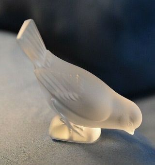 Lalique France Signed Art Glass Head Down Sparrow Bird Stunning