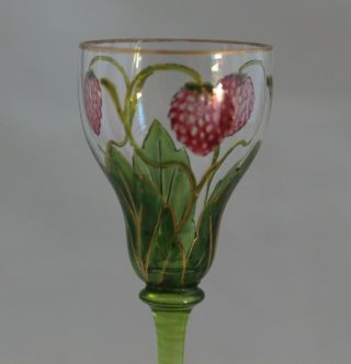 Art Nouveau Theresienthal Style Glass Enameled Raspberries Cordial