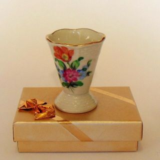 Vintage Porcelain Hungarian Herend 1,  9 " Vase Floral Pattern Handpainted Marked