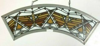 Certified Frank Lloyd Wright Foundation Stained Glass Panel Arched Gorgeous 19 "