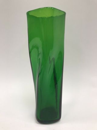 Blenko 5835 Vase In Jonquil Wayne Husted Design Acid Signed Green Twisted Glass