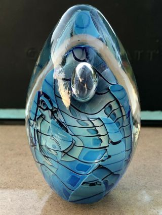 Robert C Eickholt Studio Art Glass Egg Shape Signed Dated 1990