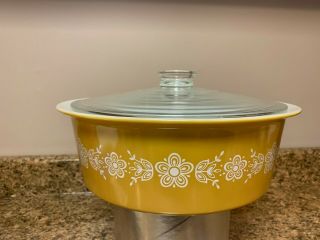 Vintage Pyrex 664 Butterfly Gold Big Bertha With Lid 4 Qt Covered Casserole