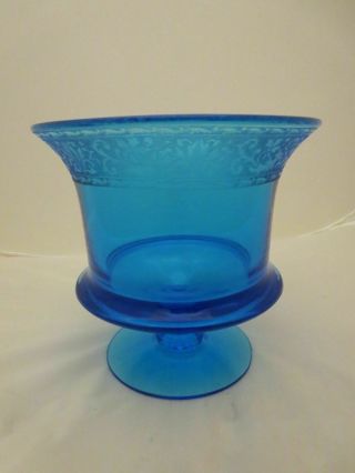 Fostoria Elegant Glass Royal Blue Footed Urn Vase 2324 7 " Tall