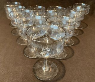 Lenox Moonspun Champagne Sherbet Saucer Glasses 5 " H Platinum Rim Set Of 12