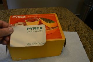 Vintage Pyrex Daisy Orange/yellow Refrigerator Set 4 Dishes,  4lids 501 502 503