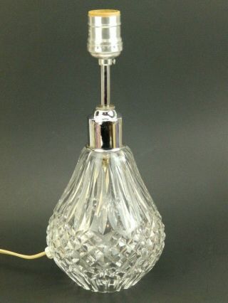 Vintage Waterford Crystal Lismore Diamond Teardrop Chrome Small Table Lamp