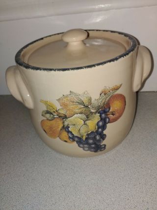 Home And Garden Party Pottery Handled Soup/bean Pot With Lid -